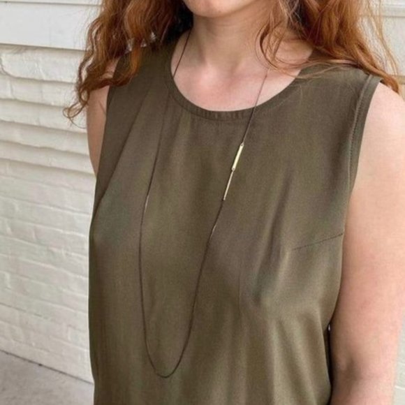 Hoi Bo Silk Singlet/Tank Top (Olive Branch) - Picture 6 of 6